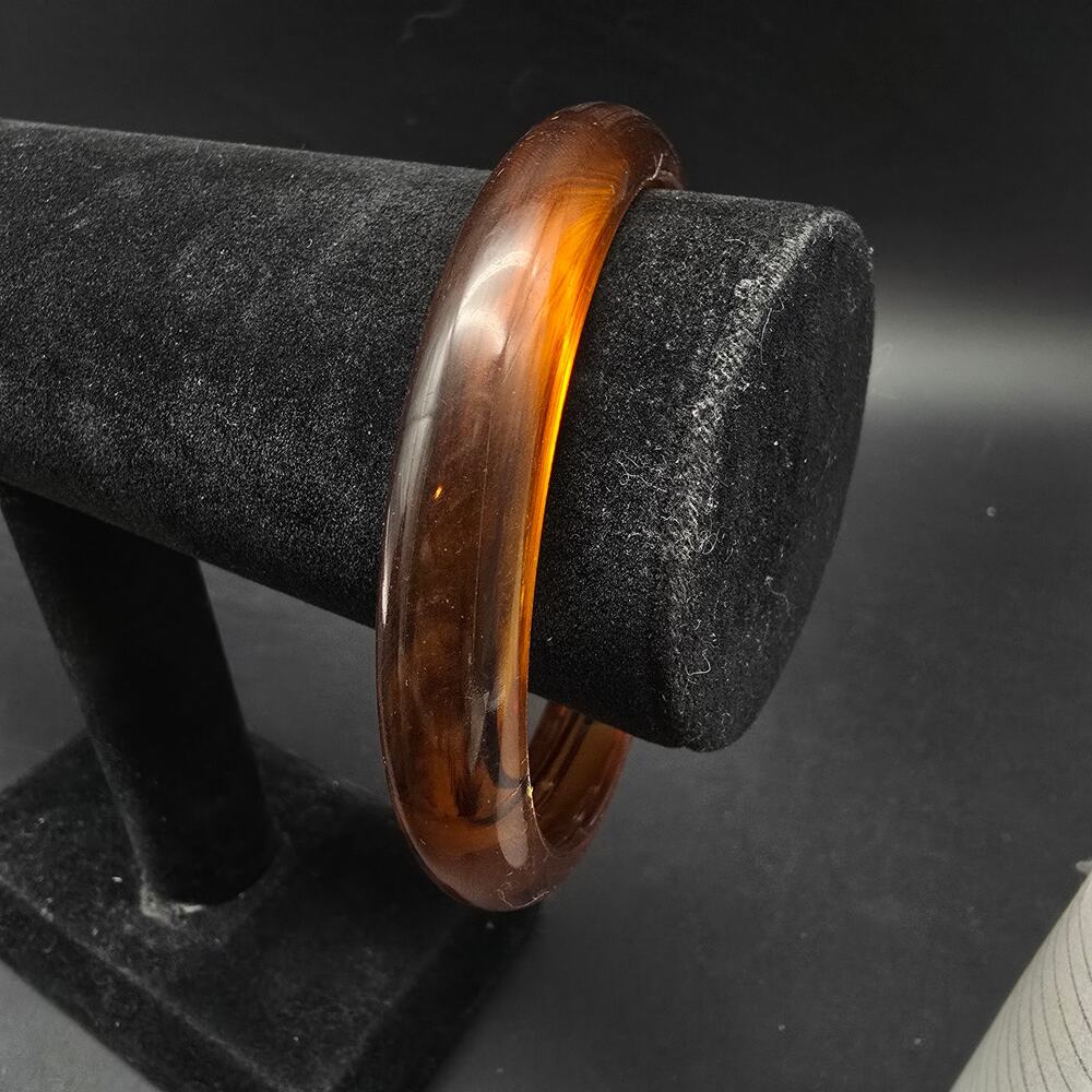 Root Beer Lucite Bangle Bracelet Vintage Plastic Costume Jewelry